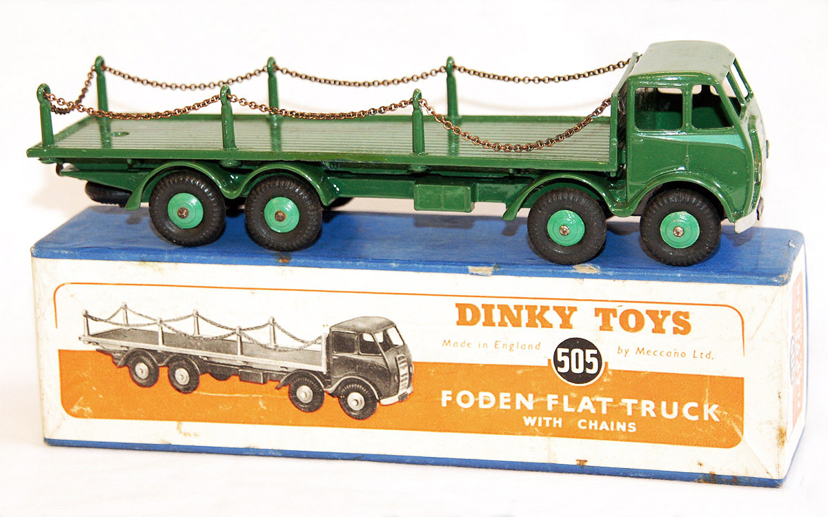Dinky Supertoys 905 Atlas 1/43 FODEN FLAT TRUCK WITH CHAINS CAB GREEN 