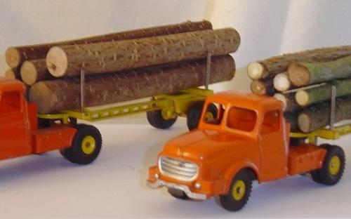 Dinky Toys 1:43 - Modell lastbil - Dinky Supertoys France 36A – Tracteur Willème LD 610 + semi-remorque Fardier – Orange/jaune – avec 6
