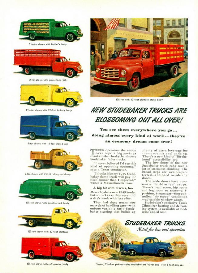 8 pages Vintage ORIGINAL 1949 Studebaker truck Pick-Up Magazine Ads french 